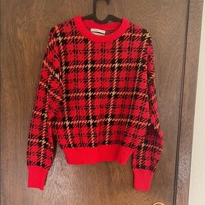 Urban Outfitters Vibrant Red Plaid Sweater